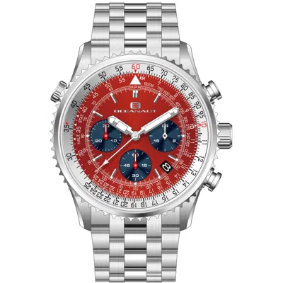 Oceanaut Men's Flight Red Dial Watch In Metallic
