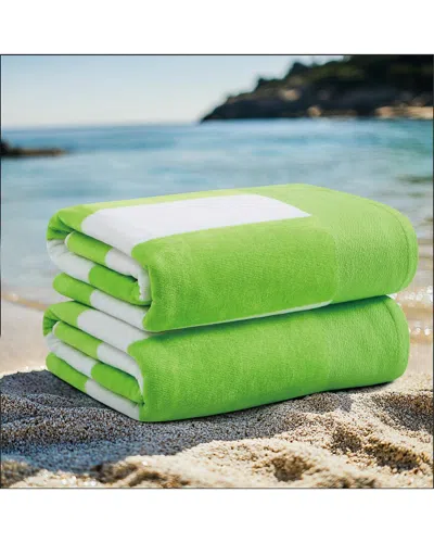 Oceanfront Resort Cabana Stripe 2-pack Beach Towels In Green
