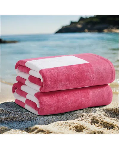 Oceanfront Resort Cabana Stripe 2-pack Beach Towels In Pink