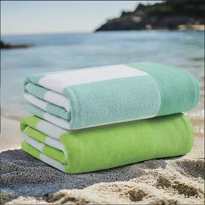 Oceanfront Resort Cabana Stripe Jacquard 2-pc. Beach Towel In Green