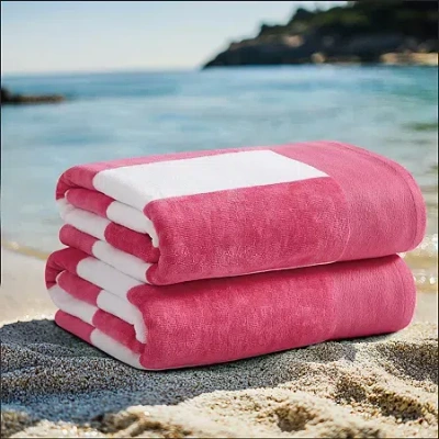 Oceanfront Resort Cabana Stripe Jacquard 2-pc. Beach Towel In Pink