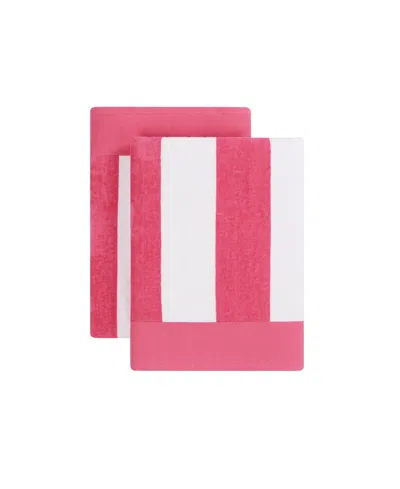 Oceanfront Resort Cotton Cabana Stripe Jacquard Beach Towels, Set Of 2 In Pink