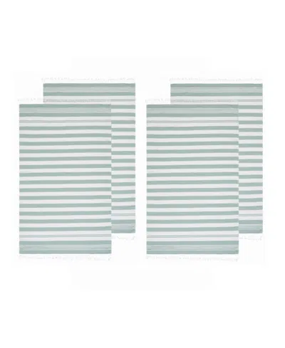 Oceanfront Resort Cotton Salty Stripe Sand-free Turkish Beach Towels, Set Of 4 In Gray