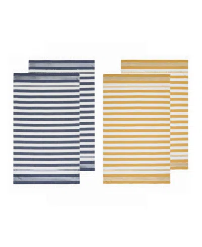 Oceanfront Resort Cotton Salty Stripe Sand-free Turkish Beach Towels, Set Of 4 In Multi