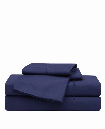 Oceanfront Resort Embroidered Percale 200-thread Count 4-pc. Sheet Set, King In Blue
