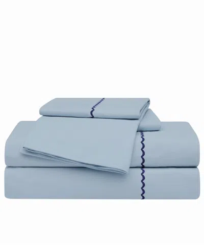 Oceanfront Resort Embroidered Percale 200-thread Count 4-pc. Sheet Set, Queen In Blue
