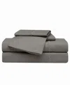 Oceanfront Resort Embroidered Percale 200-thread Count 4-pc. Sheet Set, Queen In Gray