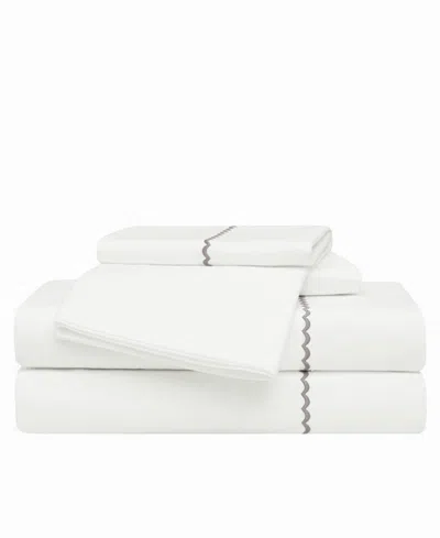 Oceanfront Resort Embroidered Percale 200-thread Count 4-pc. Sheet Set, Queen In White
