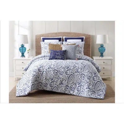 Oceanfront Resort Indienne Paisley Paisley 100% Cotton Comforter Set In Navy,white