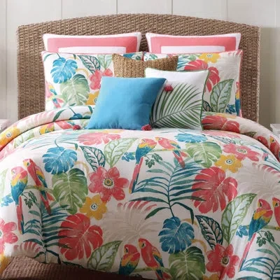 Oceanfront Resort Paradise Comforter Set In Pink,blue,green