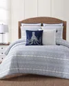 Oceanfront Resort Reef Blue King Quilt Set In Gray