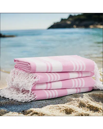 Oceanfront Resort Salty Stripe 4-pack Sand-free Beach Towels In Pink