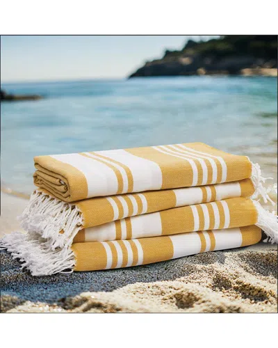 Oceanfront Resort Salty Stripe 4-pack Sand-free Beach Towels In Yellow