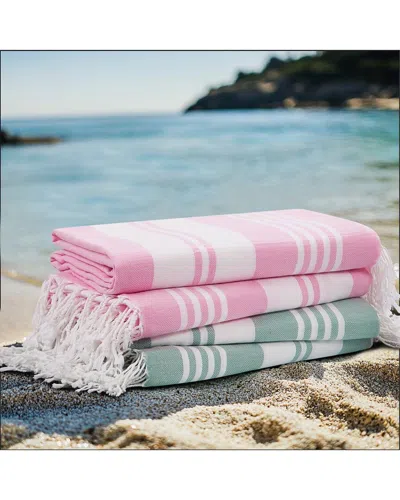 Oceanfront Resort Salty Stripe 4-pack Sand-free Beach Towels In Pink