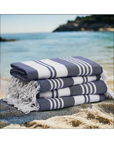 Oceanfront Resort Salty Stripe 4-pack Sand-free Beach Towels In Blue