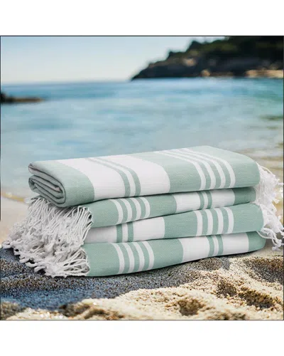 Oceanfront Resort Salty Stripe 4-pack Sand-free Beach Towels In Green