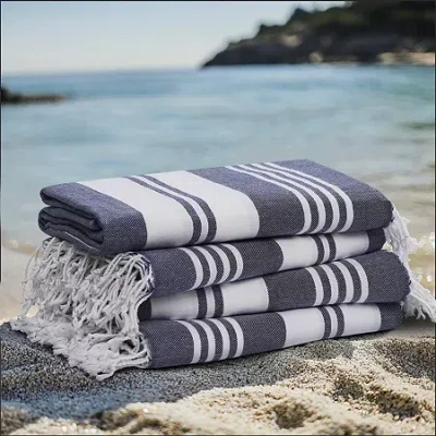 Oceanfront Resort Salty Stripe Turkish Sand Free 4-pc. Beach Towel In Blue