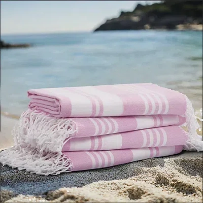 Oceanfront Resort Salty Stripe Turkish Sand Free 4-pc. Beach Towel In Pink