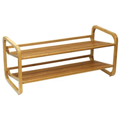 Oceanstar 2 Tier Bamboo Shoe Rack, Rounded In Brown