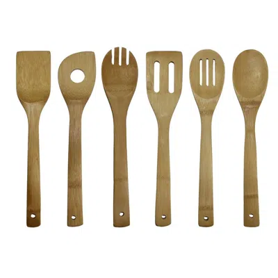 Oceanstar 6 Piece Bamboo Cooking Utensil Set In Brown