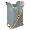 Oceanstar Bamboo Folding X-frame Laundry Hamper Sorter In Gray
