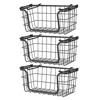 Oceanstar Stackable Metal Wire Storage Basket Set For Pantry, Countertop, Kitchen Or Bathroom - Black, Set Of