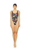 Oceanus Carmencita Embroidered One-piece Swimsuit In Black