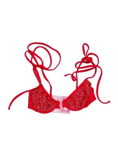 Pre-owned Oceanus Beaded Accents Top W/ Tags In Red