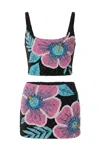 Oceanus Buffy Co-ord Black And Pink In Multi
