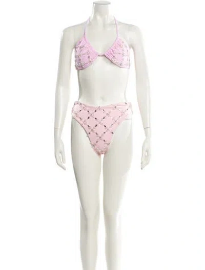 Pre-owned Oceanus Crystal Embellishments Bikini W/ Tags In Neutral