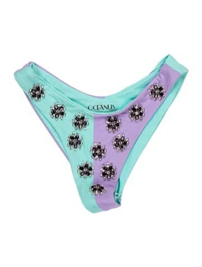 Pre-owned Oceanus Crystal Embellishments Bottoms In Blue