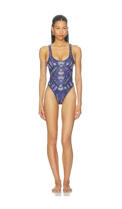 Oceanus Dream Shell High Rise Swimsuit In Blue