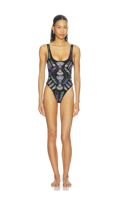 Oceanus Dreamy One Piece Shell Swimsuit In Black