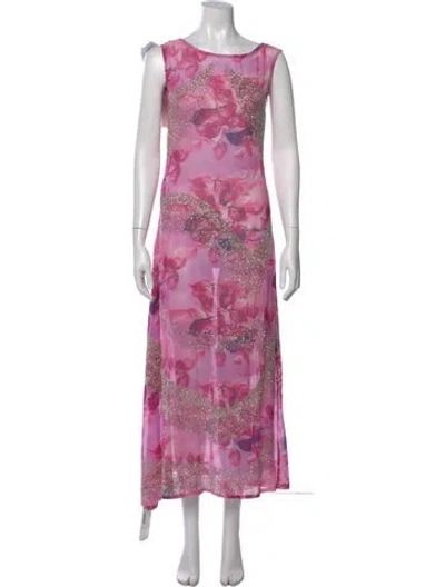 Pre-owned Oceanus Floral Print Long Dress In Multi