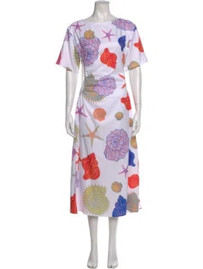 Pre-owned Oceanus Floral Print Long Dress W/ Tags In Multi