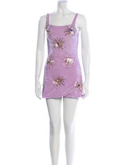 Pre-owned Oceanus Floral Print Mini Dress In Purple