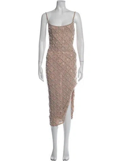 Pre-owned Oceanus Graphic Print Midi Length Dress In Neutrals