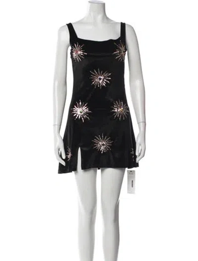 Pre-owned Oceanus Graphic Print Mini Dress In Black
