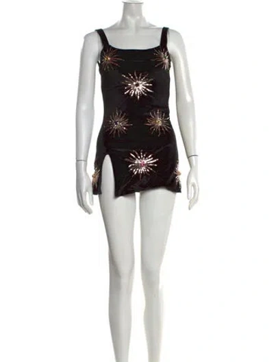 Pre-owned Oceanus Graphic Print Mini Dress W/ Tags In Black