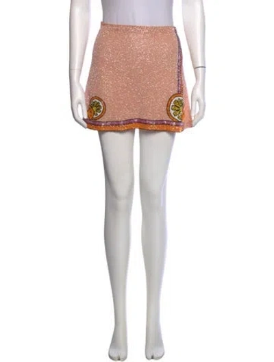 Pre-owned Oceanus Graphic Print Mini Skirt In Neutral