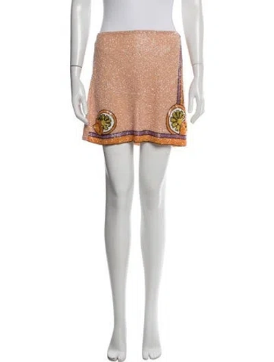 Pre-owned Oceanus Graphic Print Mini Skirt In Neutrals