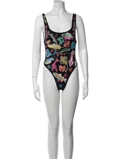 Pre-owned Oceanus Graphic Print One-piece In White