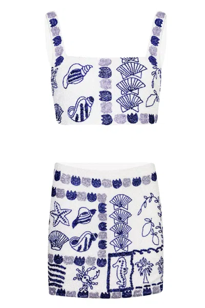 Oceanus Marie Sea Co-ord White And Blue