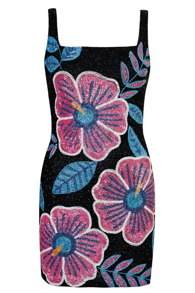 Oceanus Marie Sea Dress Black And Pink
