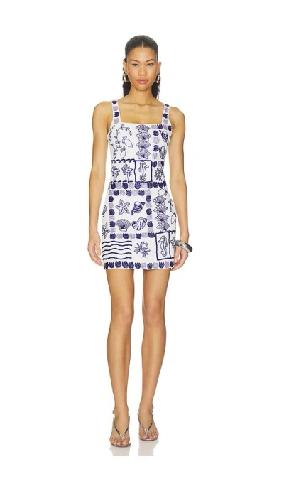 Oceanus Marie Sea Full Beaded Dress In Blue