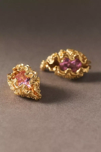 Oceanus Panopea Pink Coastal Earrings In Gold