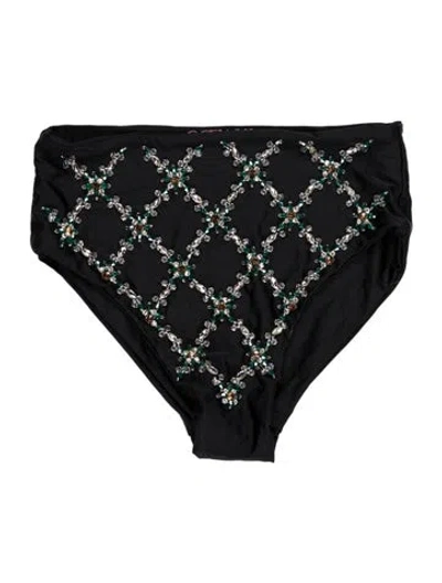 Pre-owned Oceanus Patterned Crystal Embellishments Bottoms In Black