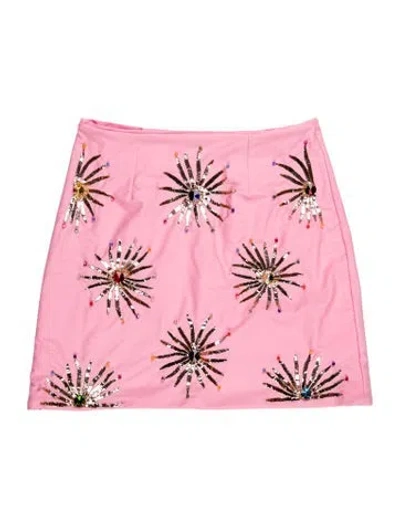 Pre-owned Oceanus Patterned Crystal Embellishments Cover-up In Pink