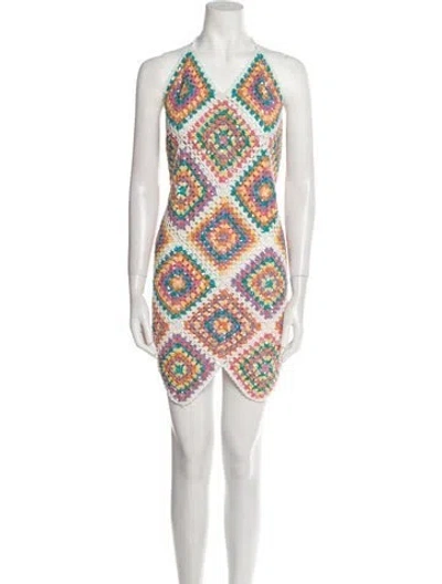 Pre-owned Oceanus Printed Mini Dress In Multi