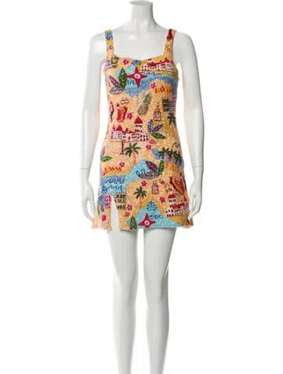 Pre-owned Oceanus Printed Mini Dress In Pink